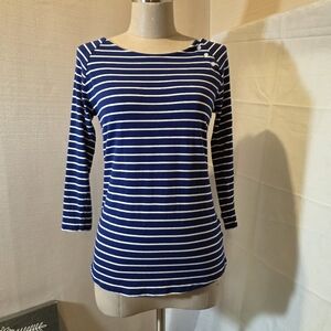 Banana Republic Blue and White Striped 3/4 Sleeve Top.  Sz S.
